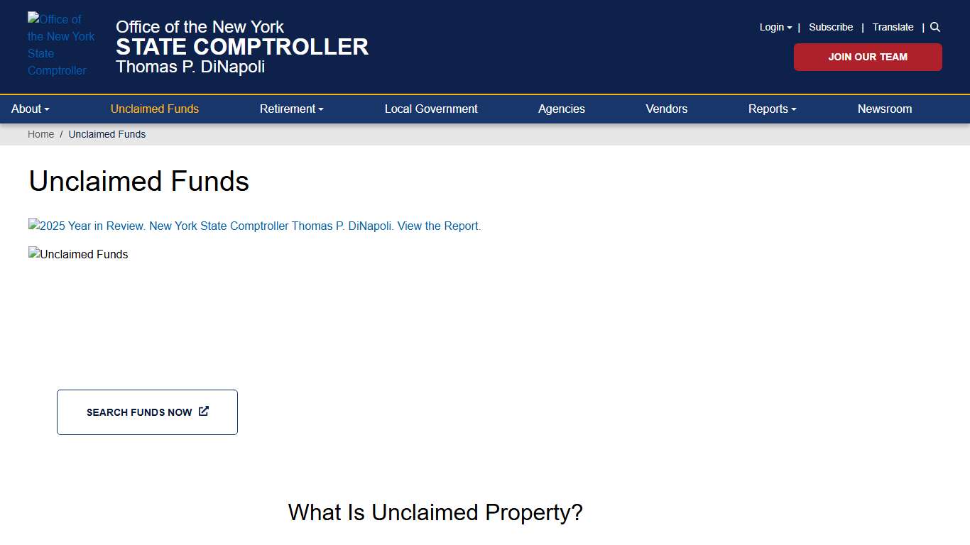Unclaimed Funds Office of the New York State Comptroller